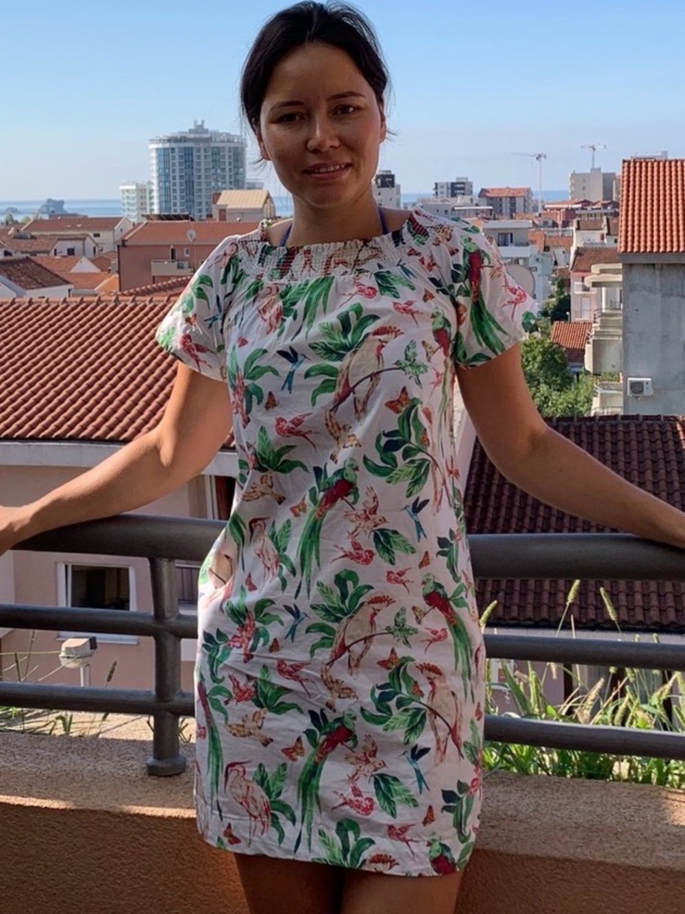 Ann Taylor Factory White Floral Smocked Off-Shoulder Top